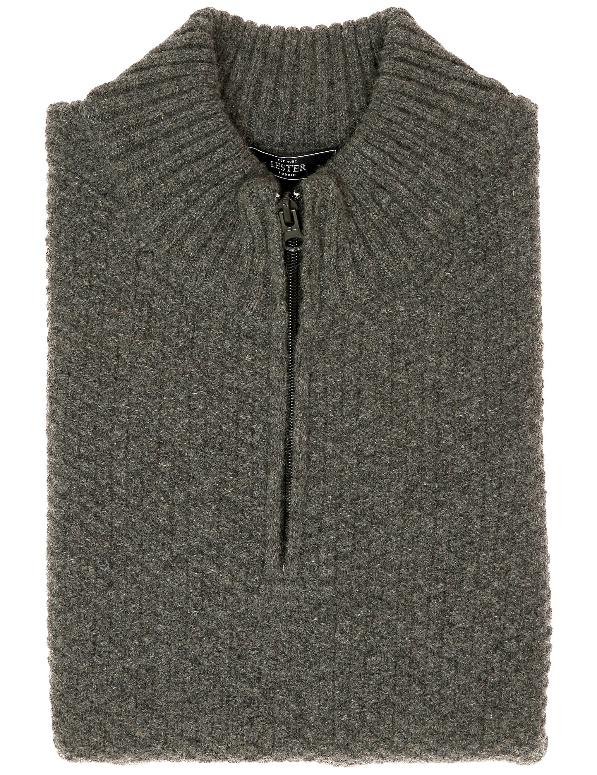 Jersey cremallera punto arroz Gris