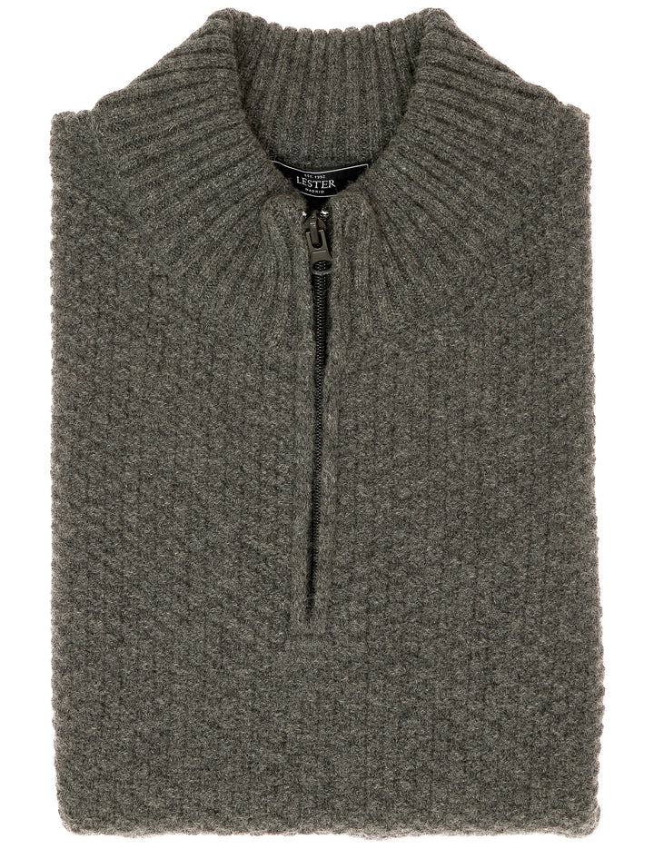Jersey cremallera punto arroz Gris