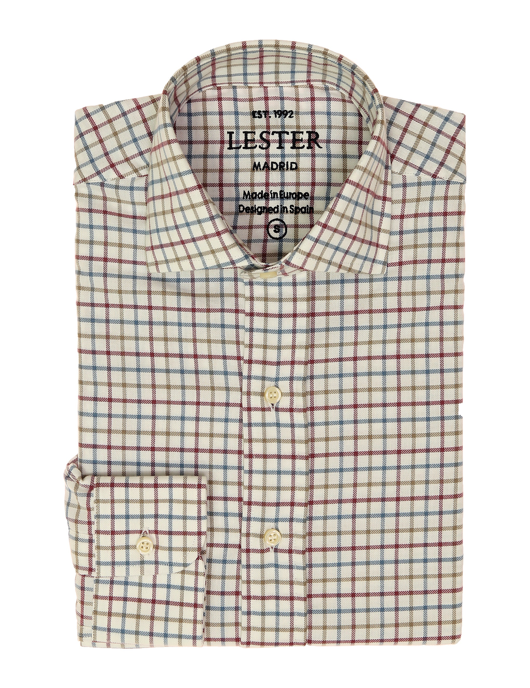 Camisa sport viela cuadro grueso Azul/burdeos