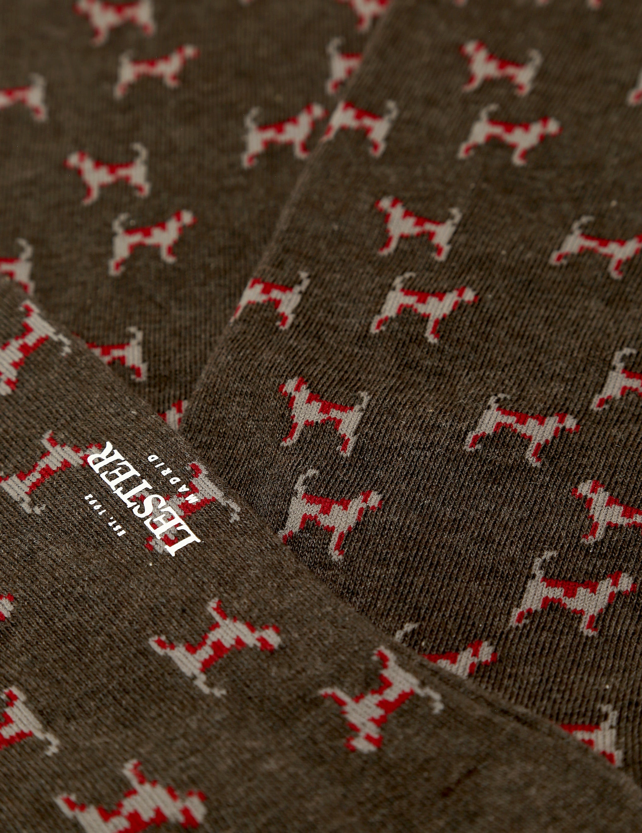 Calcetin algodón perro Marrón/rojo