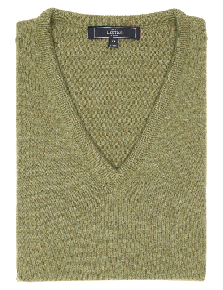 Jersey cashmere pico Verde claro
