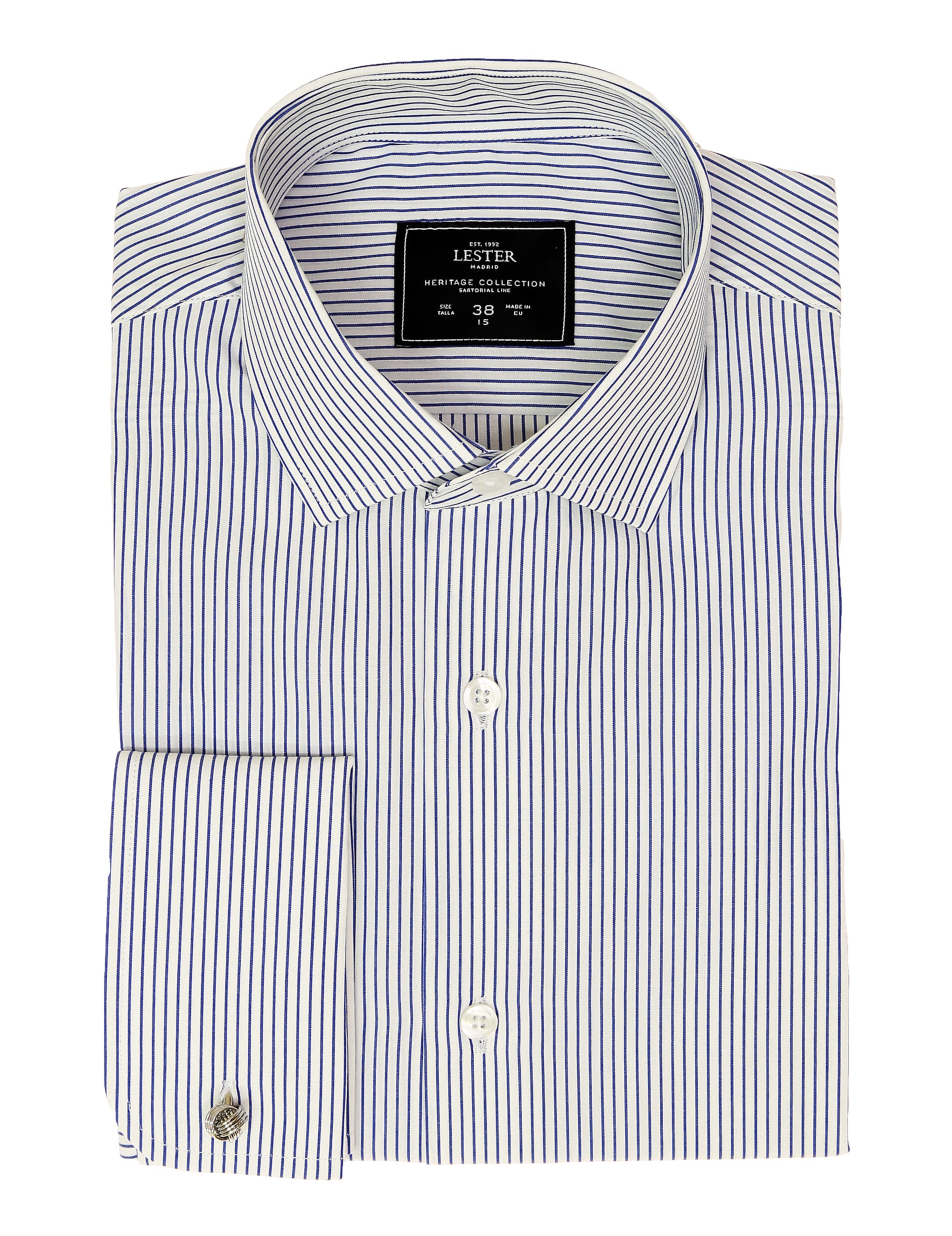 Camisa vestir raya separada Azul