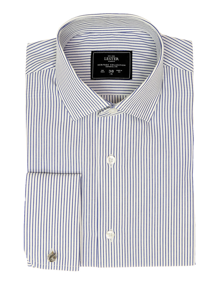 Camisa vestir raya separada Azul
