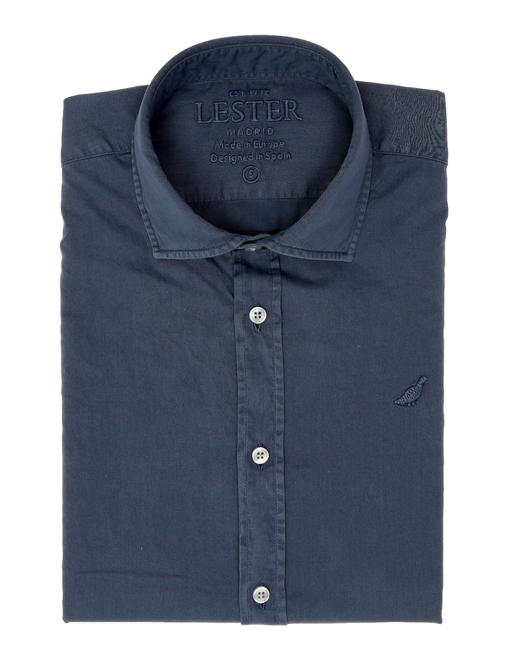 Camisa sarga tintada Azul oscuro