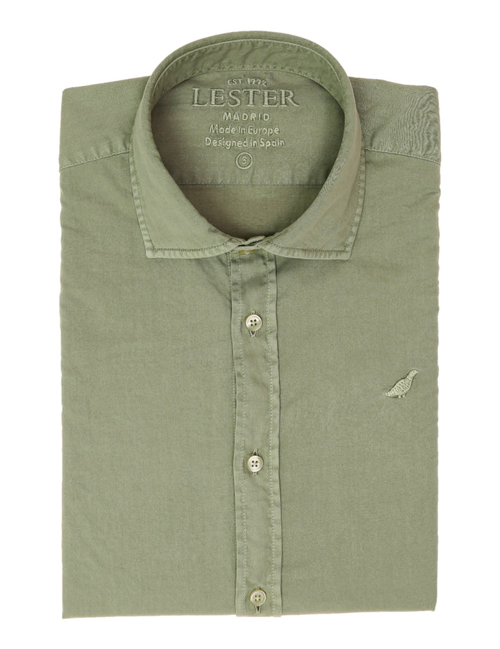 Camisa sarga tintada Verde claro