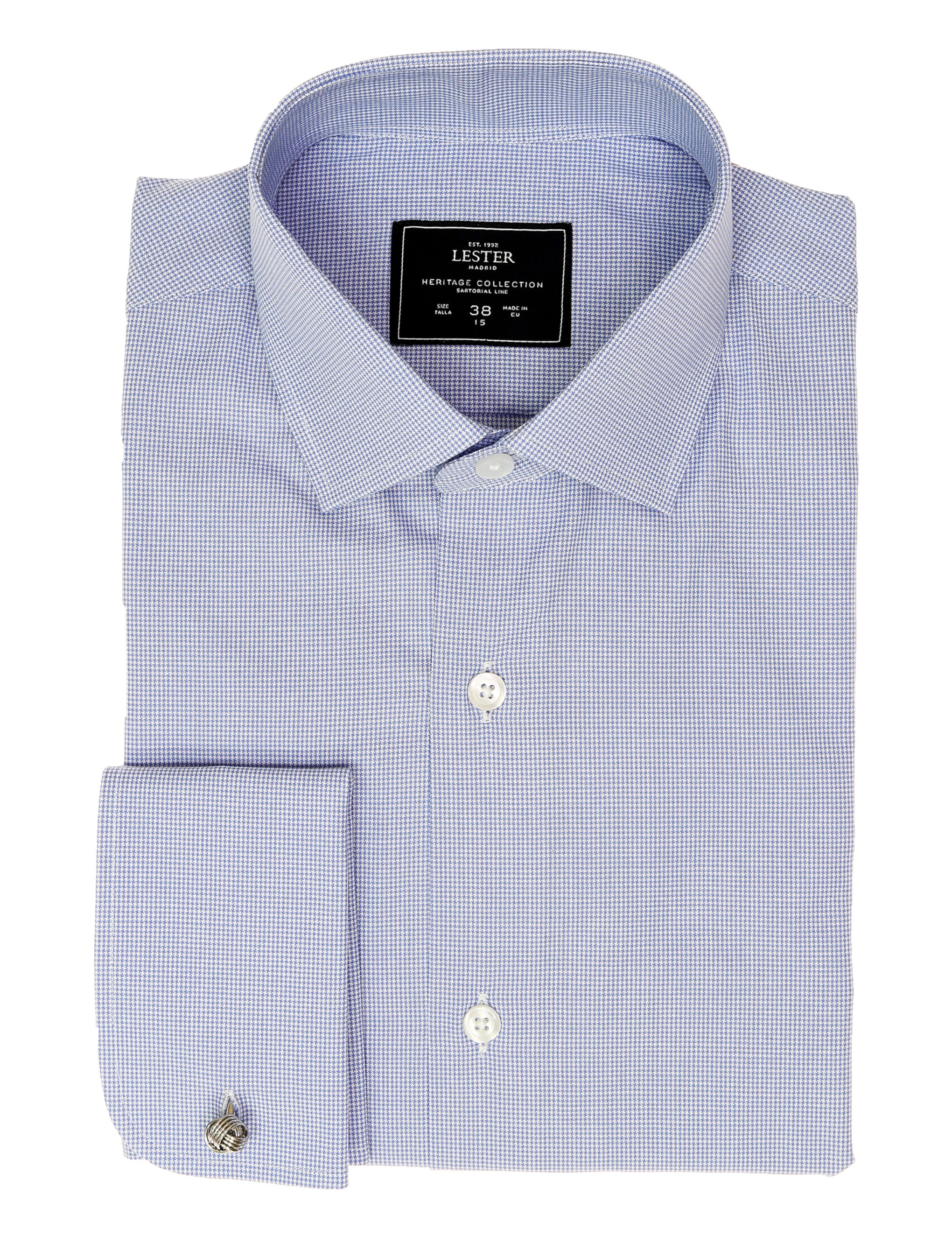 Camisa vestir vichy Azul