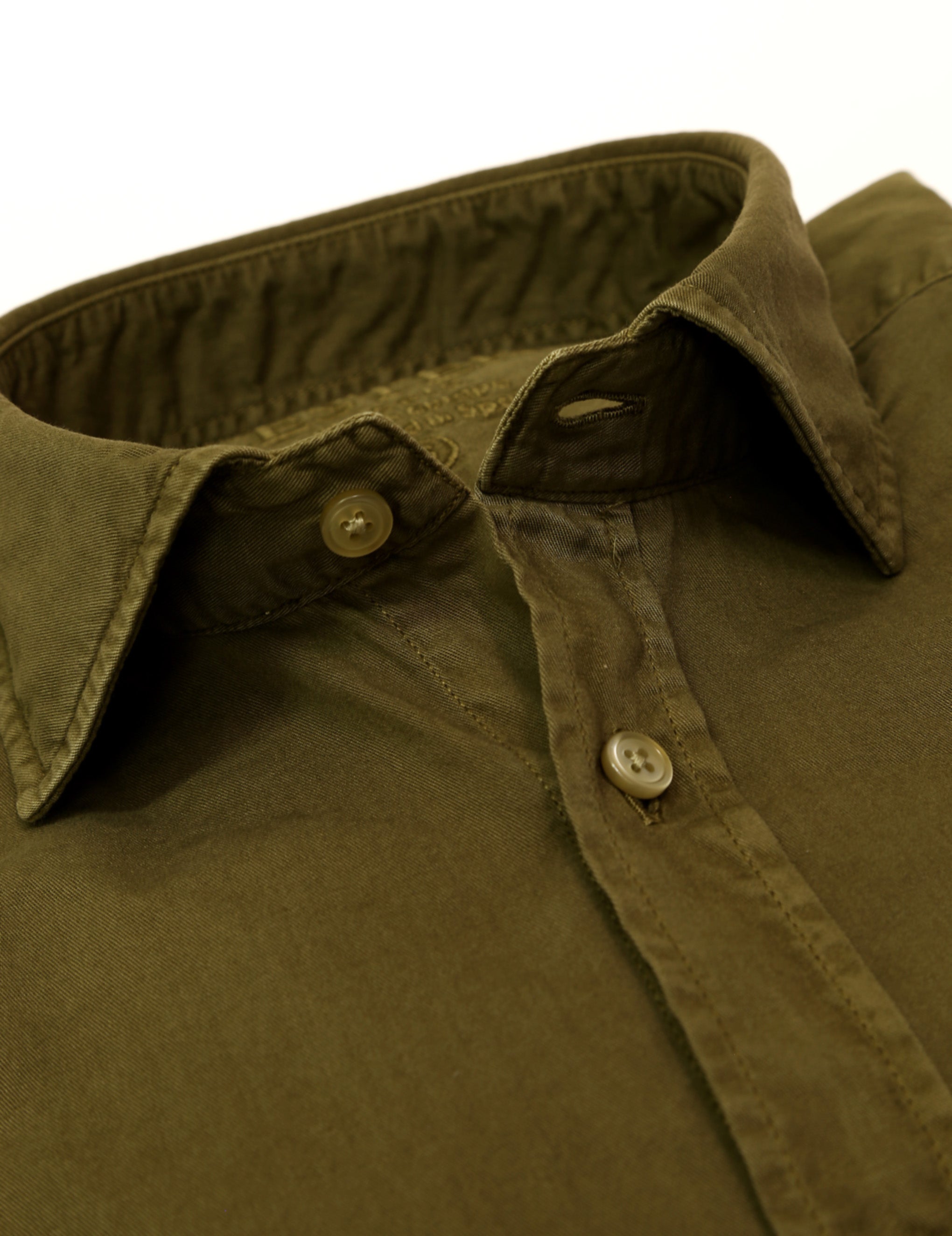 Camisa sarga tintada Verde oscuro
