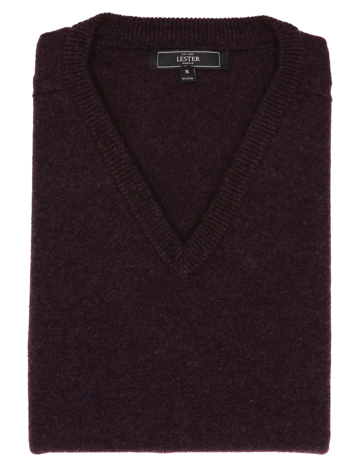 Jersey lana pico Berenjena
